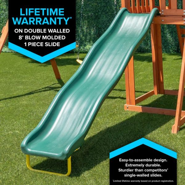 Sherwood Wooden Swing Set with Lifetime Warranty on 8' Double Wall Slide