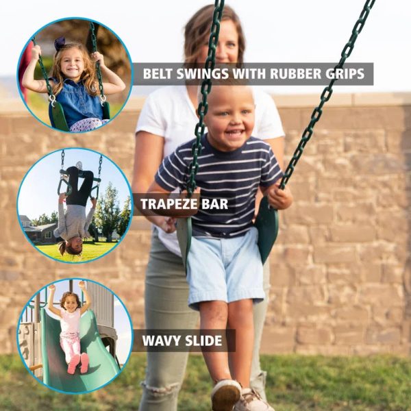 Deluxe  Metal Swing Set with 2 Swing(S) , 1 Slide(S)