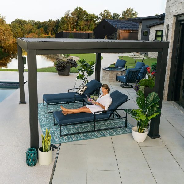 14x12 Trenton Modern Steel Pergola With Sail Shade Soft Canopy - Image 7