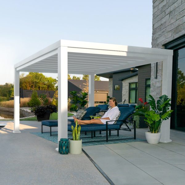 14x12 Windham Modern Steel Pergola With Sail Shade Soft Canopy - Image 9