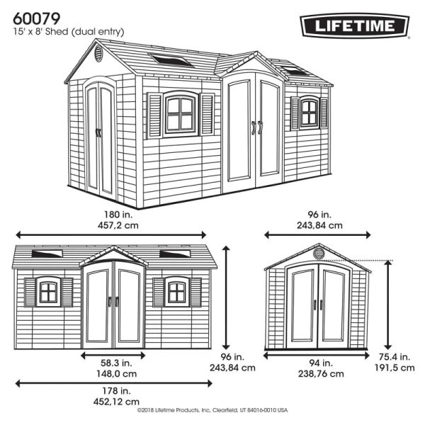 15 Ft. X 8 Ft. High-Density Polyethylene (Plastic) Outdoor Storage Shed with Steel-Reinforced Construction