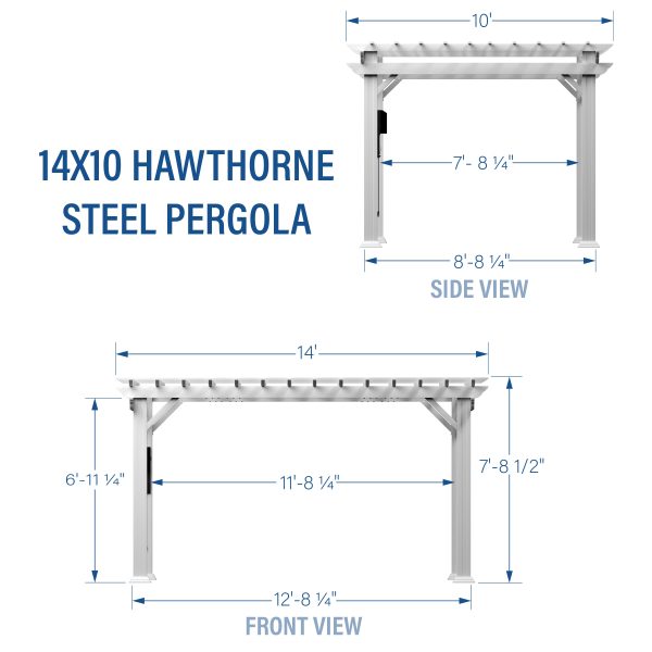 14x10 Hawthorne Traditional Steel Pergola With Sail Shade Soft Canopy - Image 3