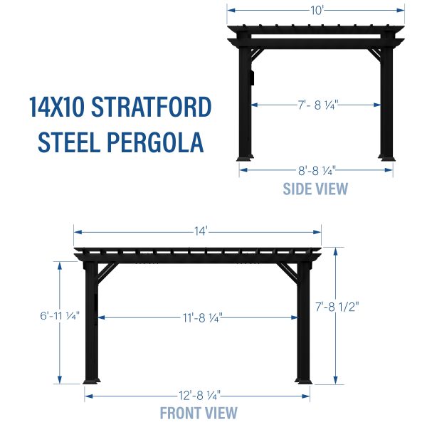 14x10 Stratford Traditional Steel Pergola With Sail Shade Soft Canopy - Image 3