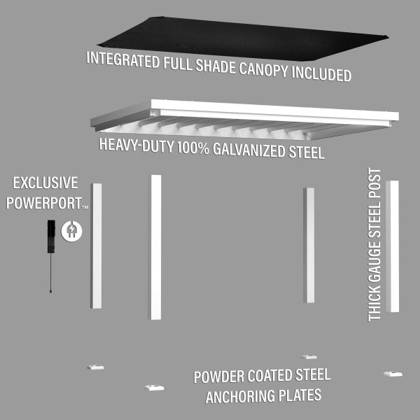 14x10 Windham Modern Steel Pergola With Sail Shade Soft Canopy - Image 19