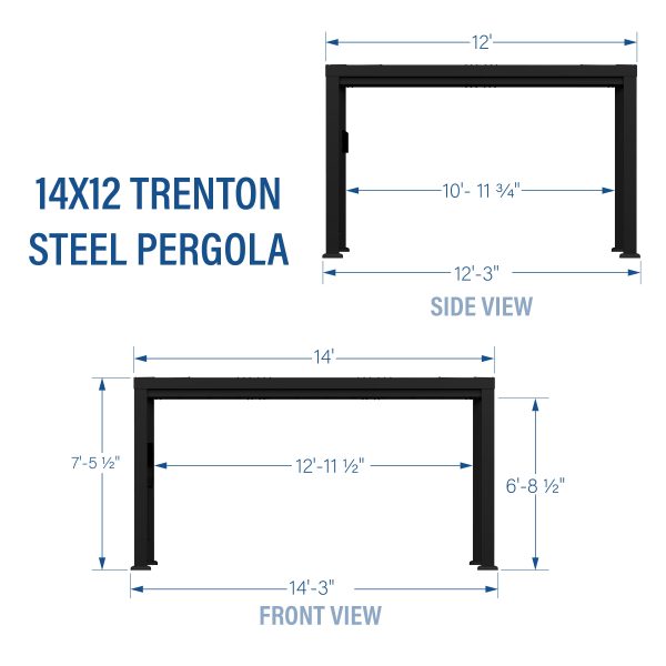 14x12 Trenton Modern Steel Pergola With Sail Shade Soft Canopy - Image 3