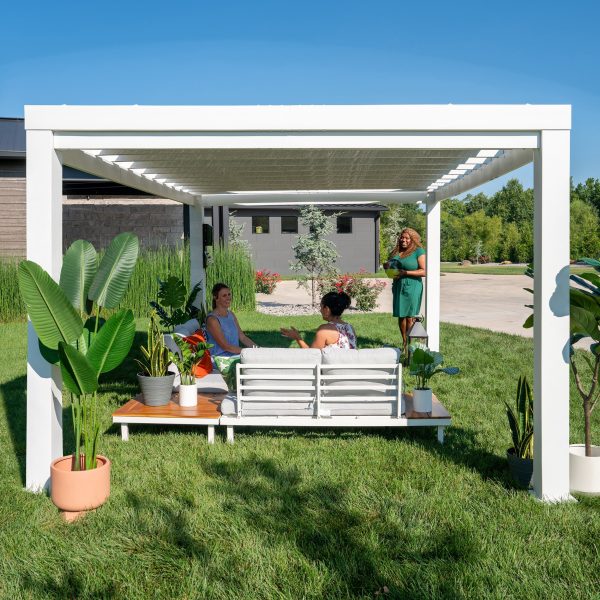 14x12 Windham Modern Steel Pergola With Sail Shade Soft Canopy - Image 11