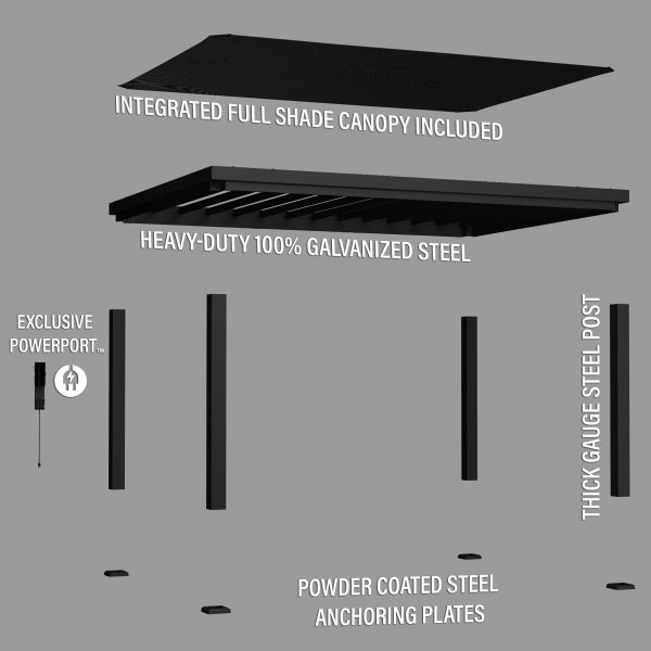 16x12 Trenton Modern Steel Pergola With Sail Shade Soft Canopy - Image 17