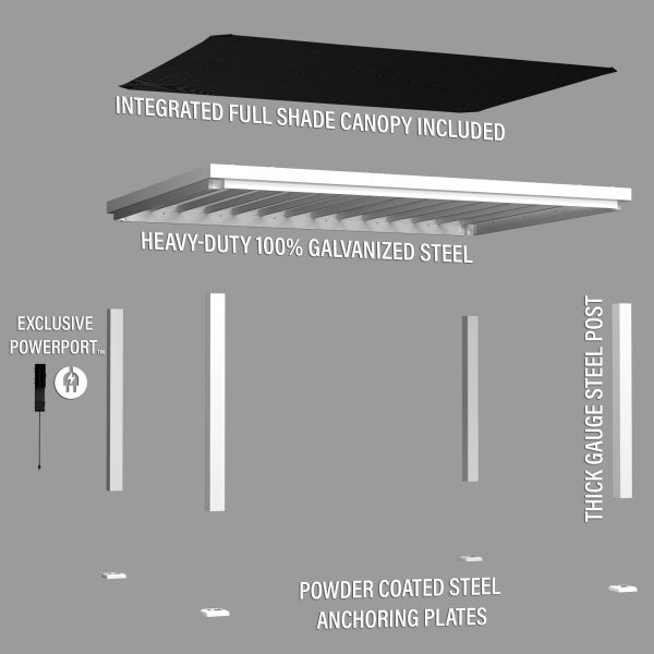 16x12 Windham Modern Steel Pergola With Sail Shade Soft Canopy - Image 18