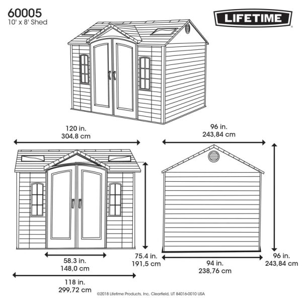 10 Ft. X 8 Ft. High-Density Polyethylene (Plastic) Outdoor Storage Shed with Steel-Reinforced Construction