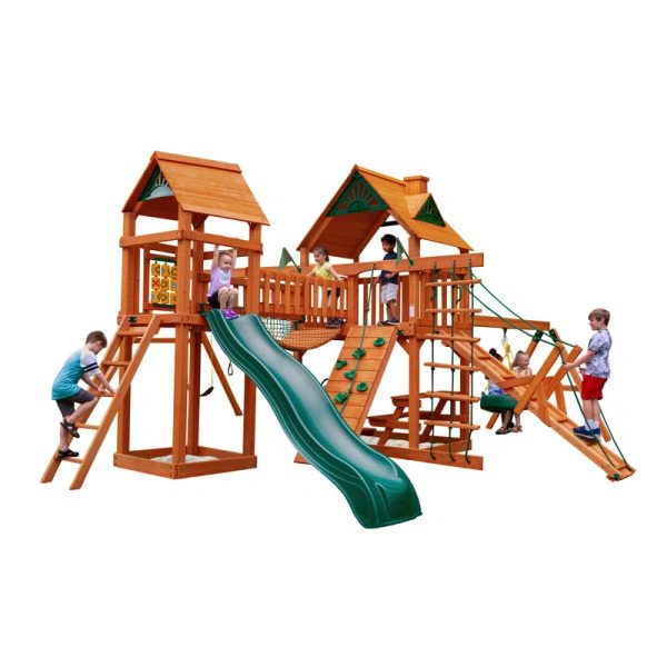 Pioneer Peak Swing Set with Clatter Bridge and Tire Swing