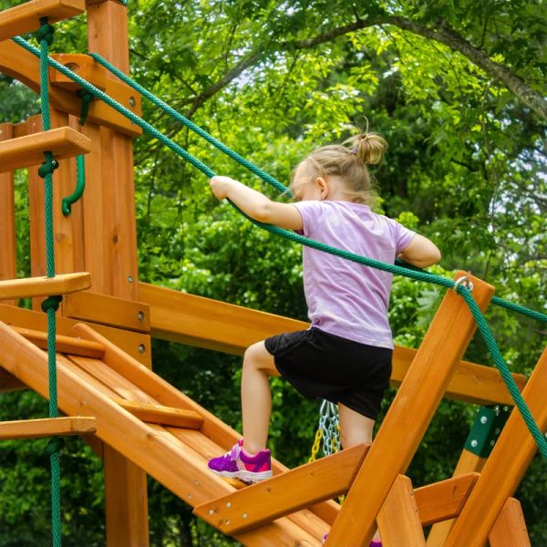 Pioneer Peak Swing Set with Clatter Bridge and Tire Swing