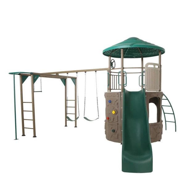 Deluxe  Metal Swing Set with 2 Swing(S) , 1 Slide(S)