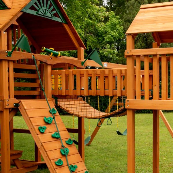 Pioneer Peak Swing Set with Clatter Bridge and Tire Swing