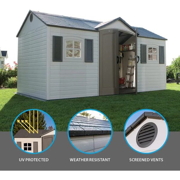 15 Ft. X 8 Ft. High-Density Polyethylene (Plastic) Outdoor Storage Shed with Steel-Reinforced Construction