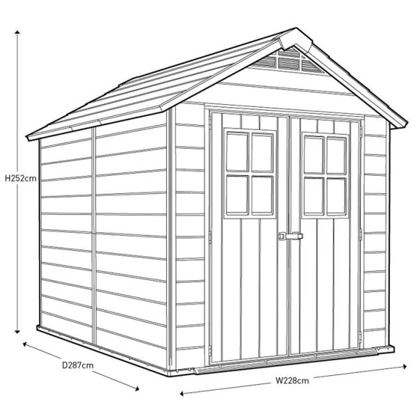 Keter Newton 7ft 6″ x 9ft 5″ (2.3 x 2.9m) Storage Shed - Image 3