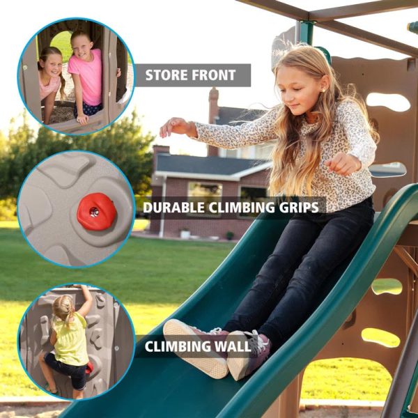 Deluxe  Metal Swing Set with 2 Swing(S) , 1 Slide(S)