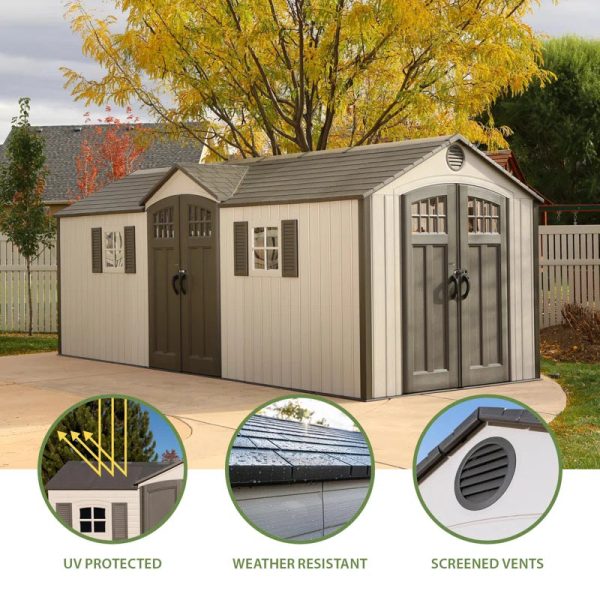 20 Ft. X 8 Ft. High-Density Polyethylene (Plastic) Outdoor Storage Shed with Steel-Reinforced Construction