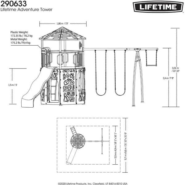 Adventure  Metal Swing Set with 2 Swing(S) , 1 Slide(S)