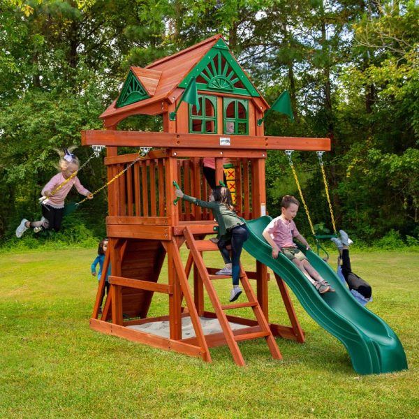 Five Star II Space Saver Swing Set with Wood Roof