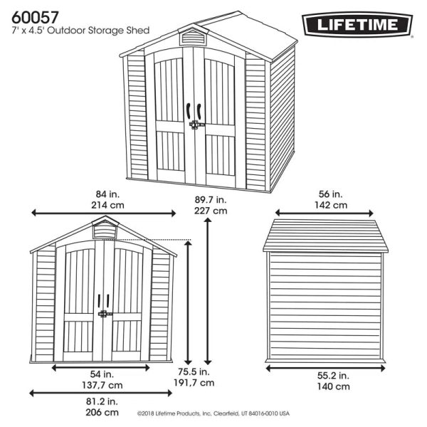 7 Ft. X 4.5 Ft. High-Density Polyethylene (Plastic) Outdoor Storage Shed with Steel-Reinforced Construction