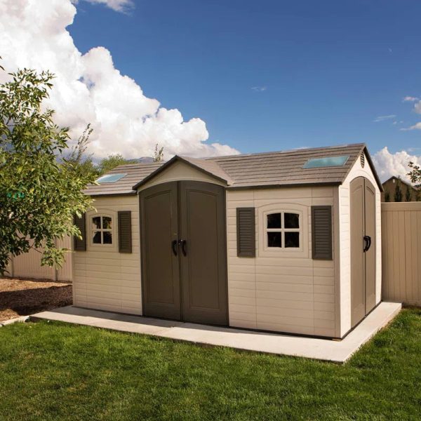 15 Ft. X 8 Ft. High-Density Polyethylene (Plastic) Outdoor Storage Shed with Steel-Reinforced Construction