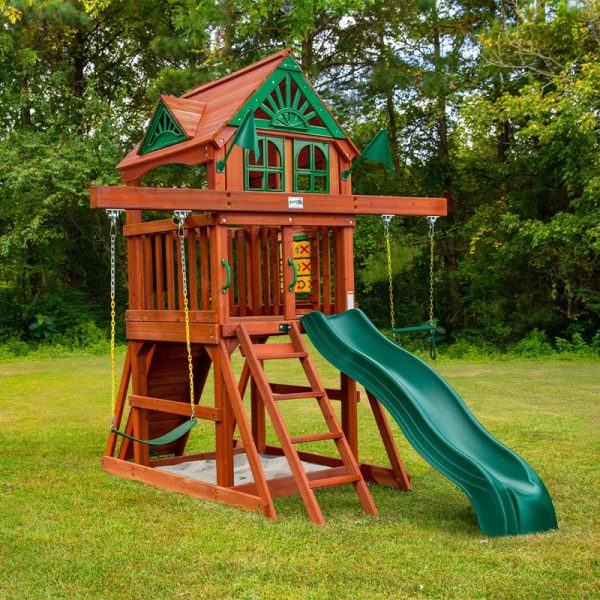 Five Star II Space Saver Swing Set with Wood Roof