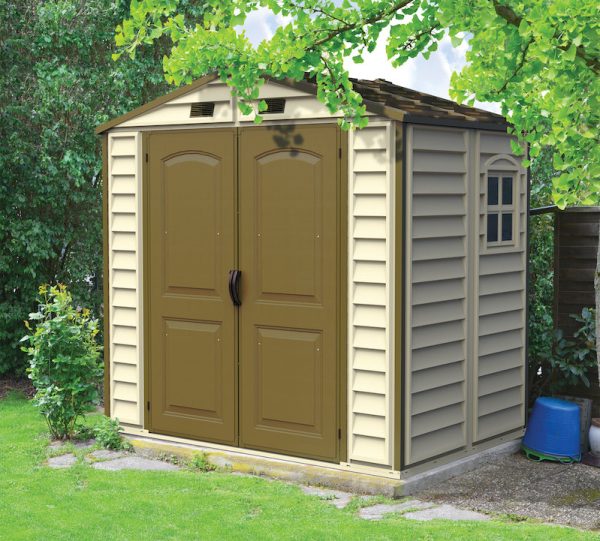 DuraMax 8ft x 6ft Storeall Vinyl Shed with Foundation Kit and window