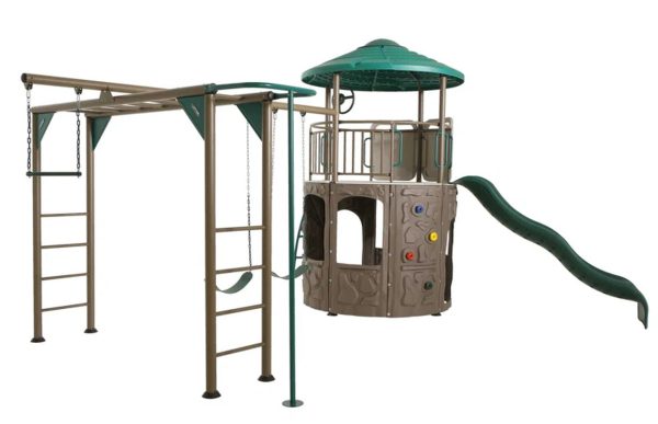 Deluxe  Metal Swing Set with 2 Swing(S) , 1 Slide(S)