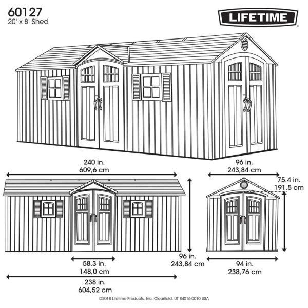 20 Ft. X 8 Ft. High-Density Polyethylene (Plastic) Outdoor Storage Shed with Steel-Reinforced Construction