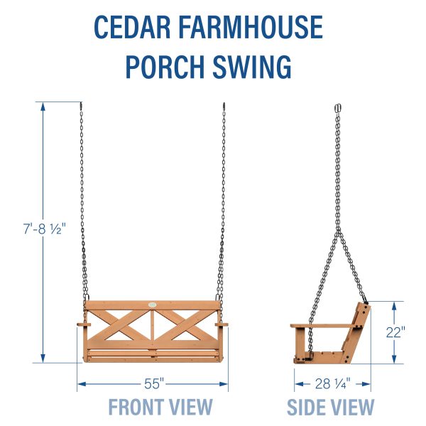 Cedar Farmhouse Porch Swing Light Brown - Image 3