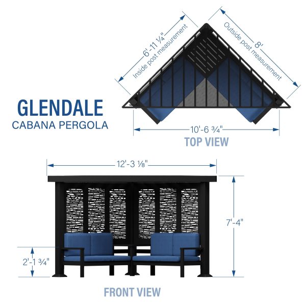 Glendale Modern Steel Cabana Pergola with Conversational Seating - Image 3