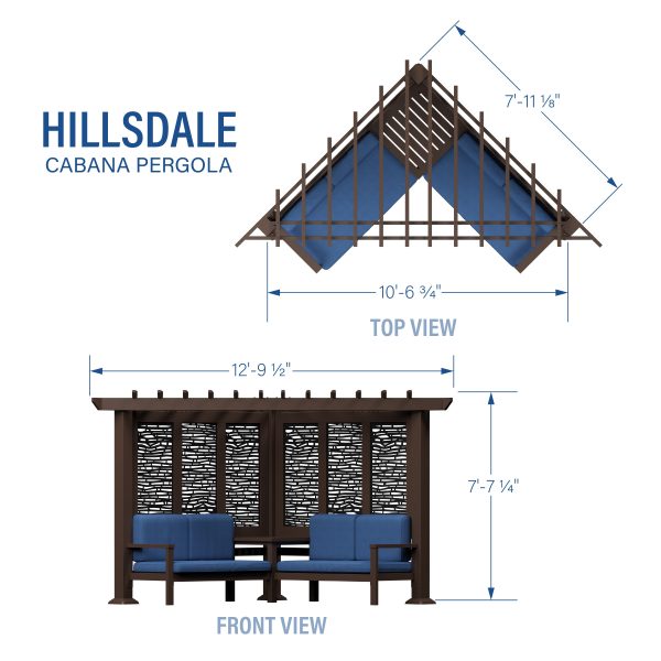 Hillsdale Traditional Steel Cabana Pergola with Conversational Seating - Image 3