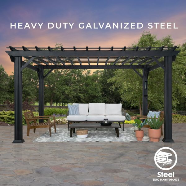 14x12 Stratford Traditional Steel Pergola With Sail Shade Soft Canopy - Image 10