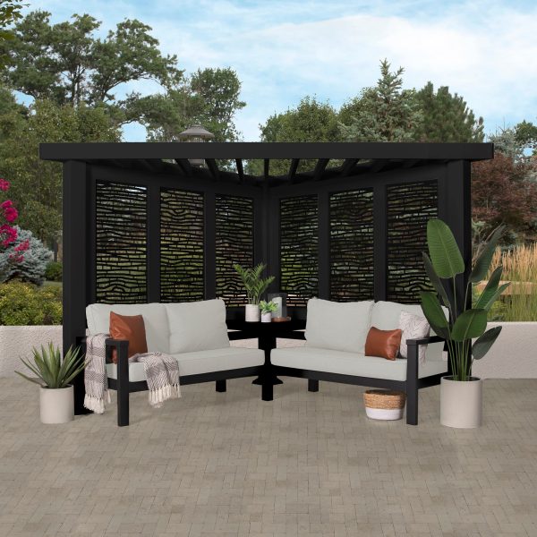 Glendale Modern Steel Cabana Pergola with Conversational Seating - Image 7