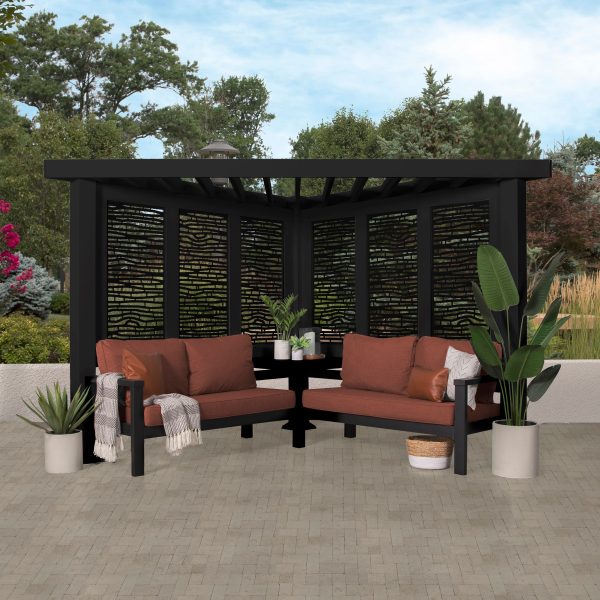 Glendale Modern Steel Cabana Pergola with Conversational Seating - Image 8