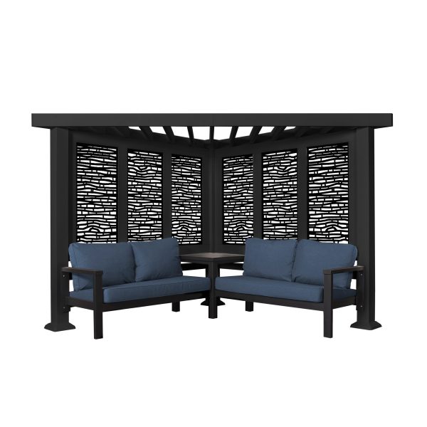 Glendale Modern Steel Cabana Pergola with Conversational Seating - Image 2