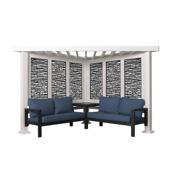 Ridgedale Modern Steel Cabana Pergola with Conversational Seating - Image 2