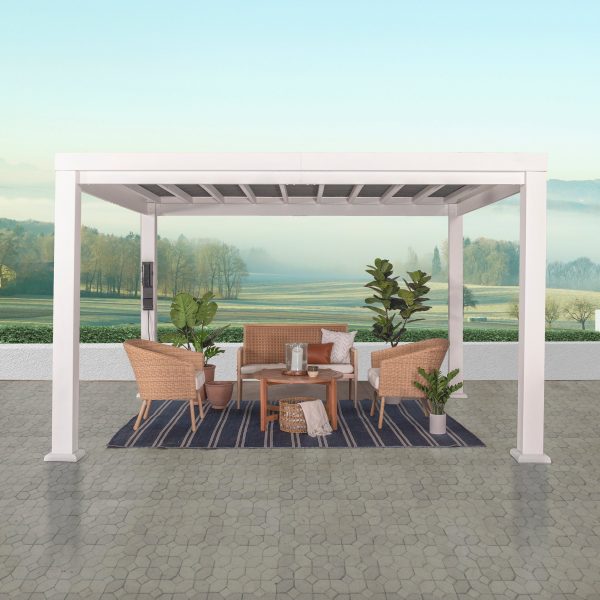 12x10 Windham Modern Steel Pergola With Sail Shade Soft Canopy