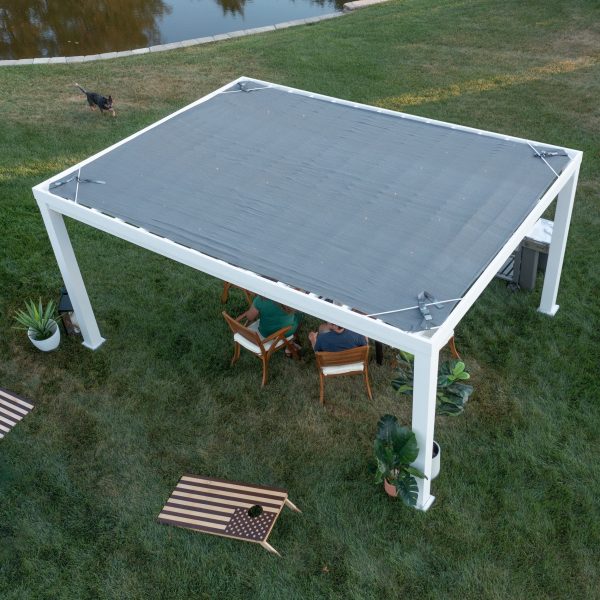 16x12 Windham Modern Steel Pergola With Sail Shade Soft Canopy - Image 14