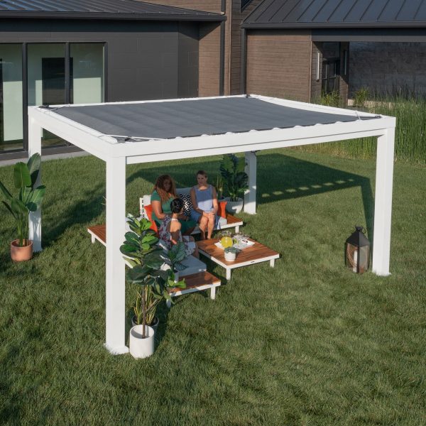 14x10 Windham Modern Steel Pergola With Sail Shade Soft Canopy - Image 15