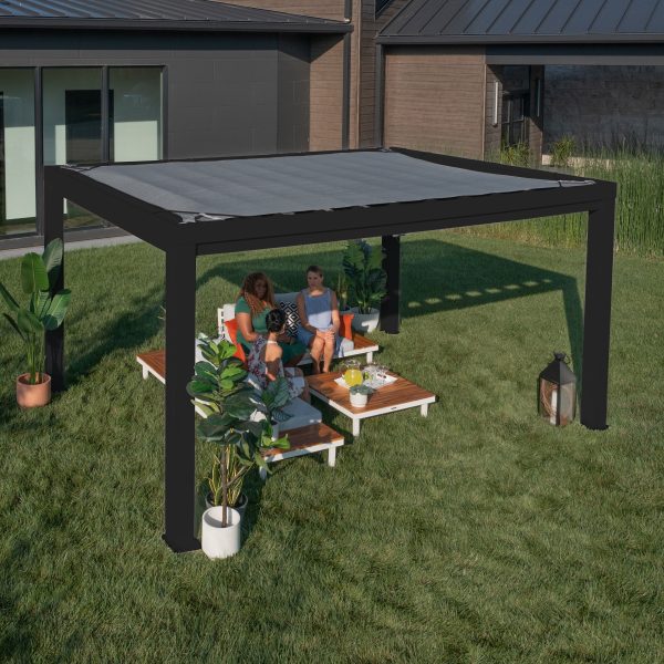 14x10 Trenton Modern Steel Pergola With Sail Shade Soft Canopy - Image 14