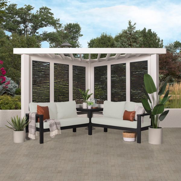 Ridgedale Modern Steel Cabana Pergola with Conversational Seating - Image 4