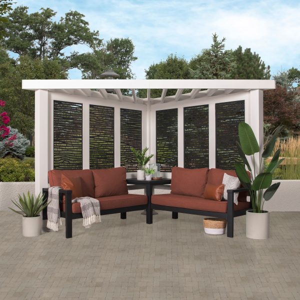 Ridgedale Modern Steel Cabana Pergola with Conversational Seating - Image 5