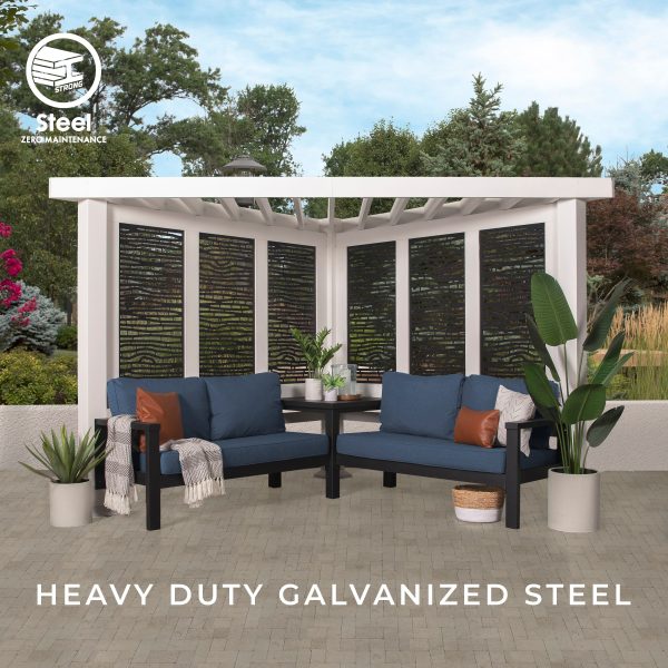 Ridgedale Modern Steel Cabana Pergola with Conversational Seating - Image 18