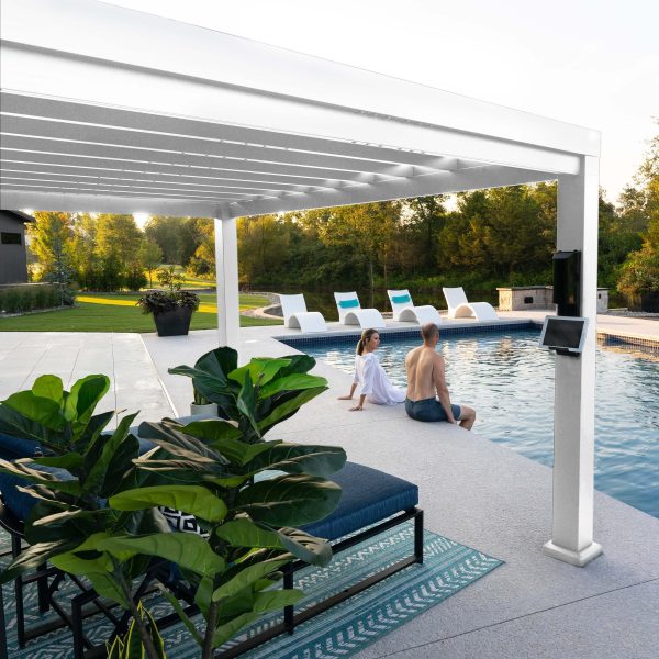 12x10 Windham Modern Steel Pergola With Sail Shade Soft Canopy - Image 8