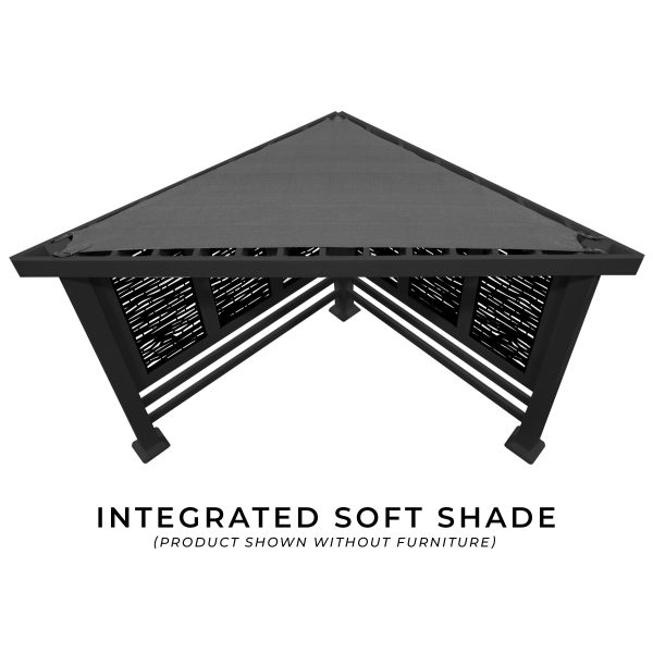 Glendale Modern Steel Cabana Pergola with Conversational Seating - Image 4