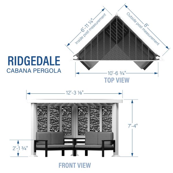 Ridgedale Modern Steel Cabana Pergola with Conversational Seating - Image 3