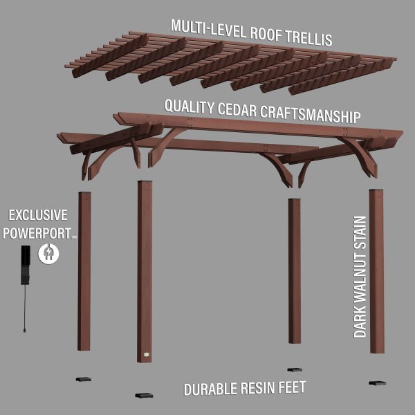 14x10 Somerville Pergola - Walnut Stain - Image 11