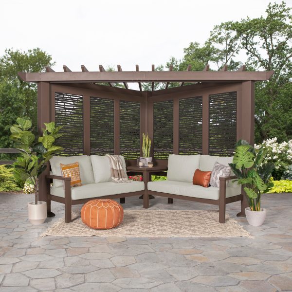 Hillsdale Traditional Steel Cabana Pergola with Conversational Seating - Image 8