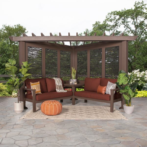 Hillsdale Traditional Steel Cabana Pergola with Conversational Seating - Image 9